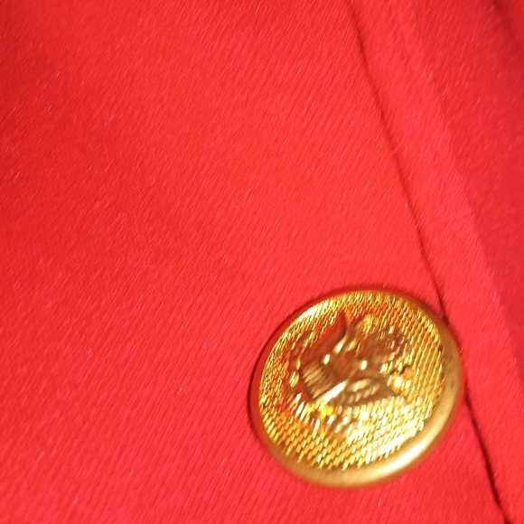 Elegant Red Double-Breasted Women's Blazer #5 - Picture 2 of 5